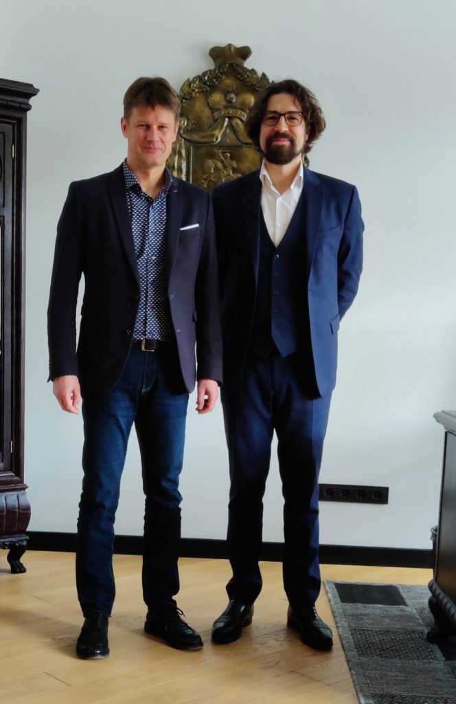 Treffen im Februar 2022 zwichen Prof. Dr. Haroldas Šinkūnas, Vizedekan der Juristische Fakultät Vilnius und Prof. Dr. Philippe Cossalter