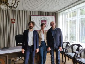 Prof. Dr. Tomas Davulis, doyen de la faculté de droit de l'Université de Vilnius, février 2019, avec le Prof. Dr. Philippe Cossalter et le Prof. Dr. Asta Dambrauskaitė.